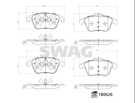 Zestaw klocków hamulcowych, hamulce tarczowe SWAG 33 10 7796