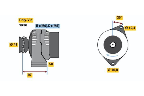 Alternator BOSCH 0 986 044 621