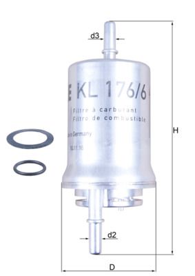 Palivový filtr MAHLE KL 176/6D