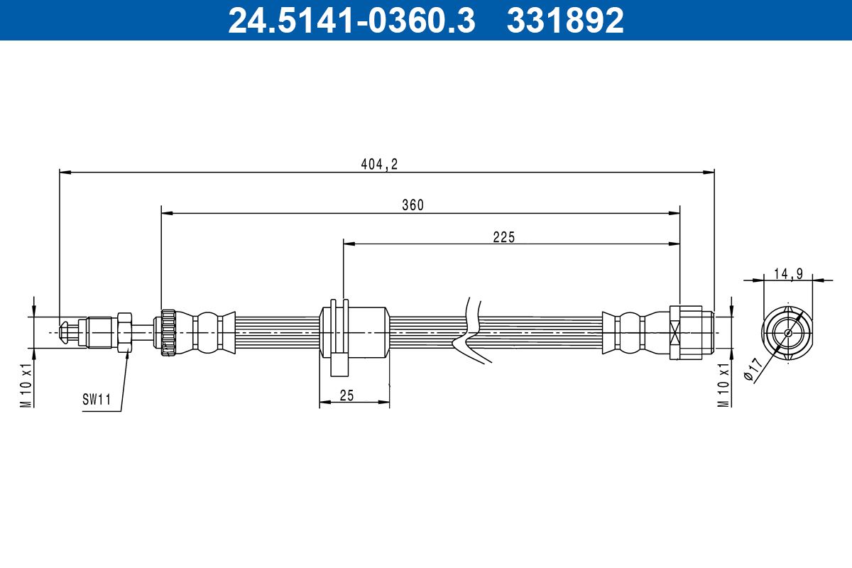 Przewód hamulcowy elastyczny ATE 24.5141-0360.3