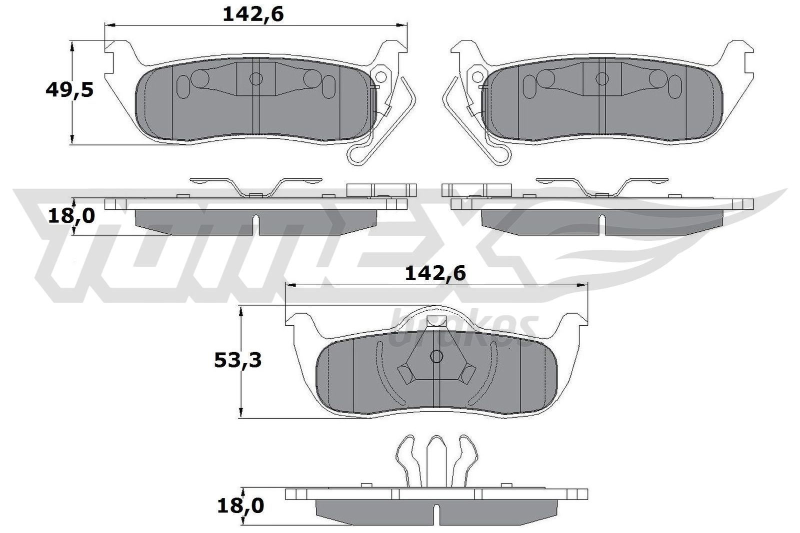 Levně Sada brzdových destiček, kotoučová brzda TOMEX Brakes 15-48