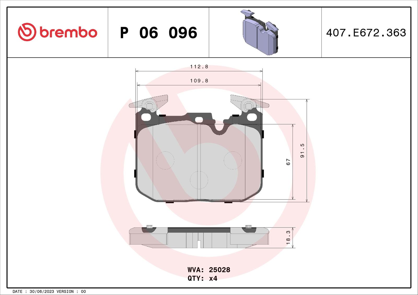 Sada brzdových platničiek kotúčovej brzdy BREMBO P 06 096