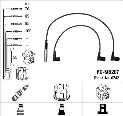 Sada kabelů pro zapalování NGK RCMB207