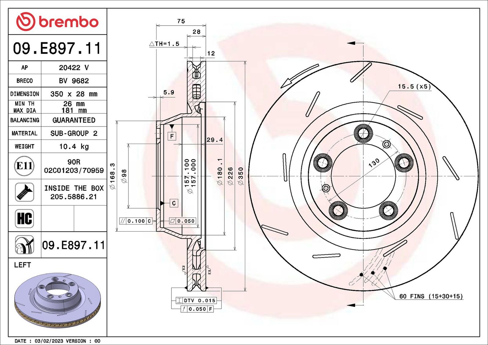 Disc frana BREMBO 09.E897.11