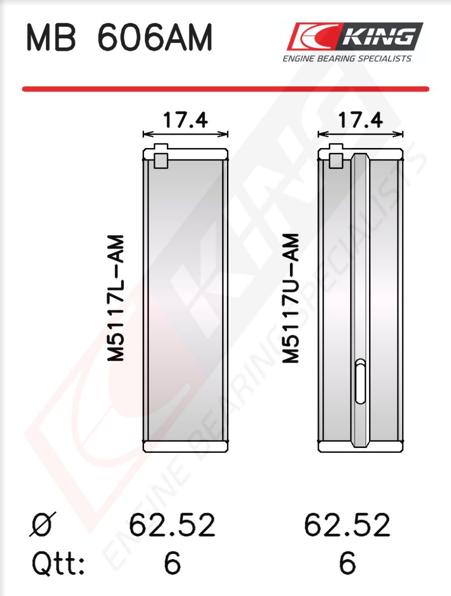 Set cuzineți arbore cotit KING MB 606AM0.5