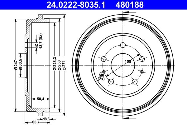 Brzdový buben ATE 24.0222-8035.1