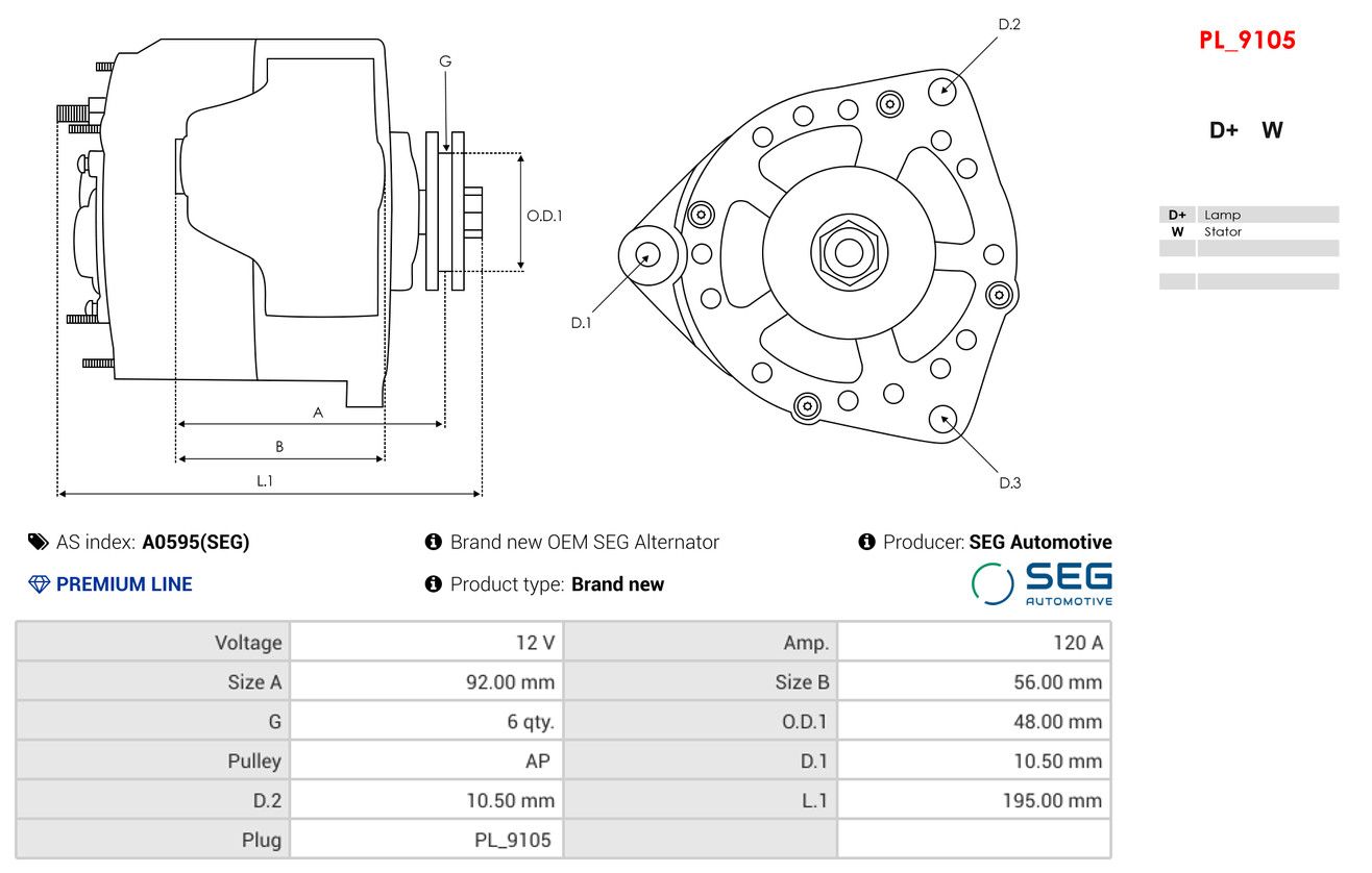 Alternator AS-PL A0595(SEG)