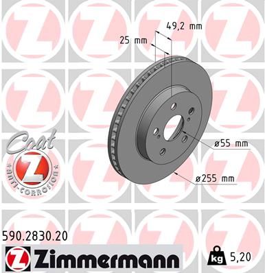 Brzdový kotouč ZIMMERMANN 590.2830.20