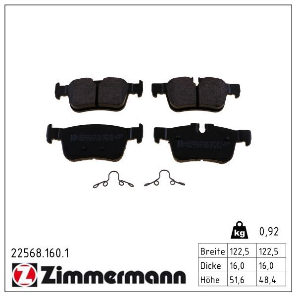 Sada brzdových destiček, kotoučová brzda ZIMMERMANN 22568.160.1