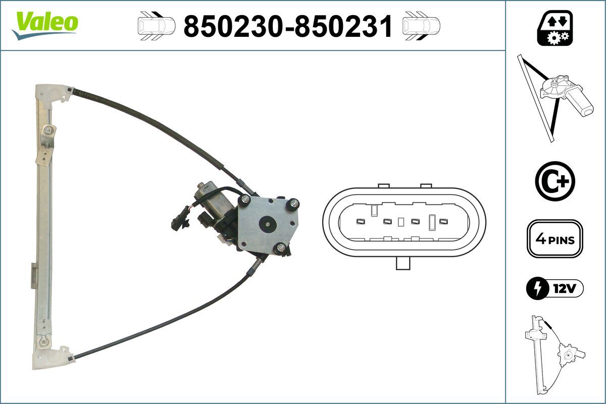Mecanism actionare geam VALEO 850230