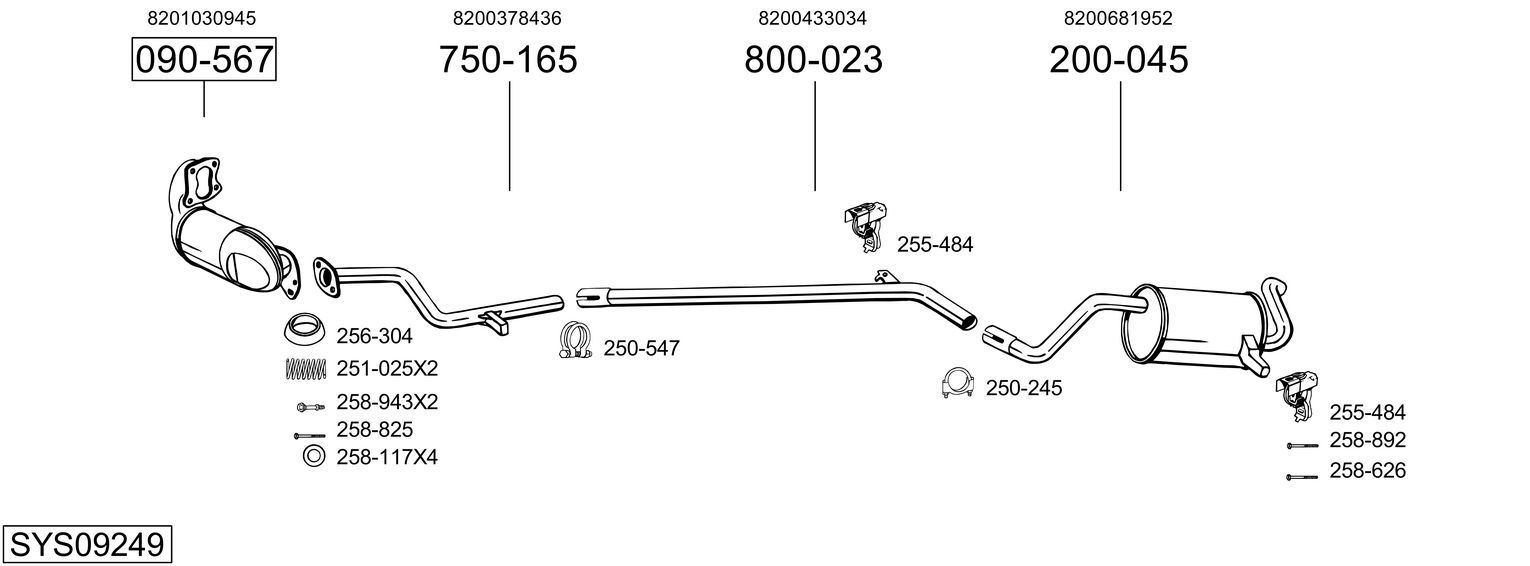 Układ wydechowy BOSAL SYS09249