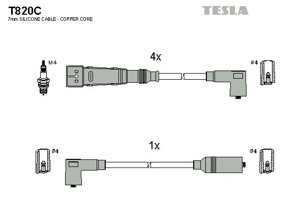Sada kabelů pro zapalování TESLA T820C