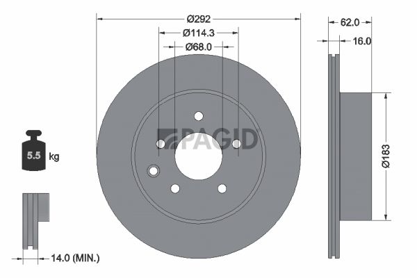 Tarcza hamulcowa PAGID 54440NC