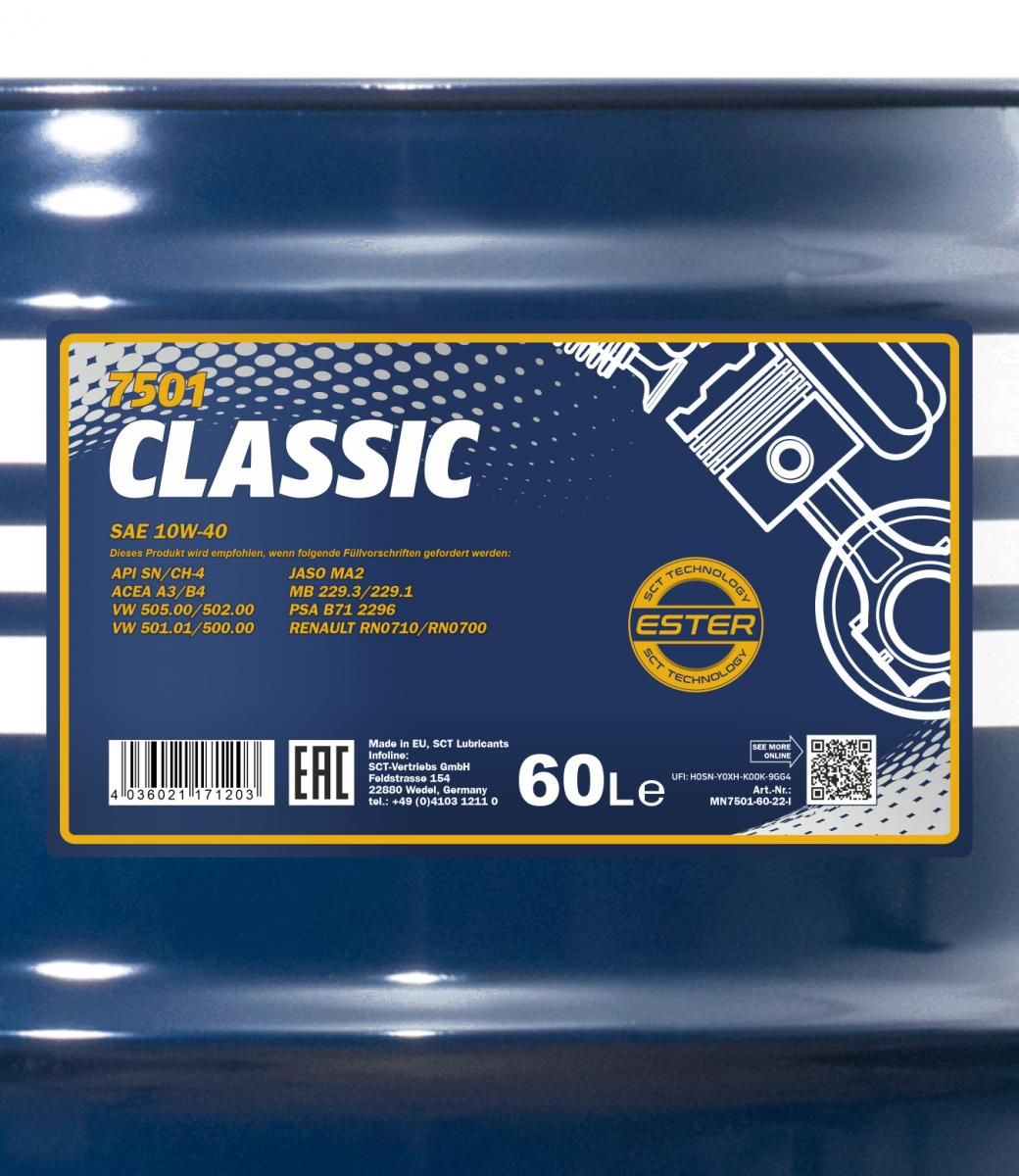 Motorový olej 7501 MANNOL Classic 10W-40, 60L
