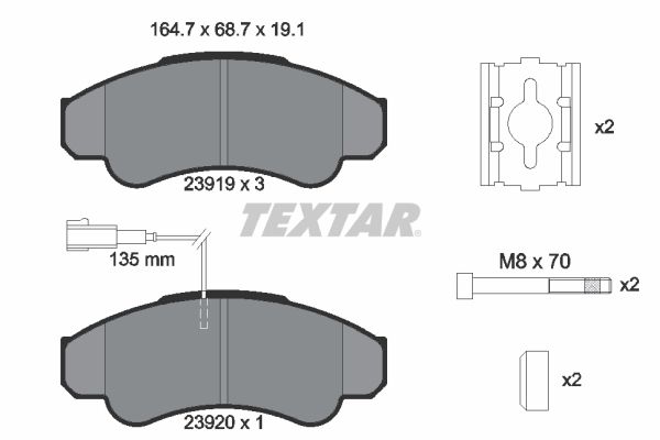 Sada brzdových platničiek kotúčovej brzdy TEXTAR 2391901
