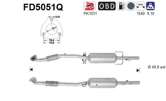 Filtr sadzy / filtr cząstek stałych, układ wydechowy AS 5854450