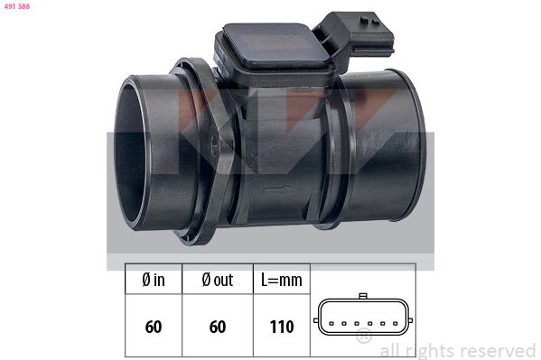 Przepływomierz masowy powietrza KW 491 388