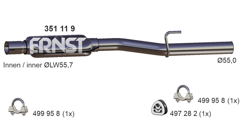 Levně Střední tlumič výfuku ERNST 351119