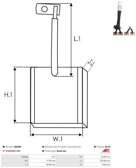 Levně Uhlíkový kartáč, startér AS-PL SB3006
