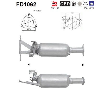 Filtru funingine/particule, sist.de esapament AS FD1062