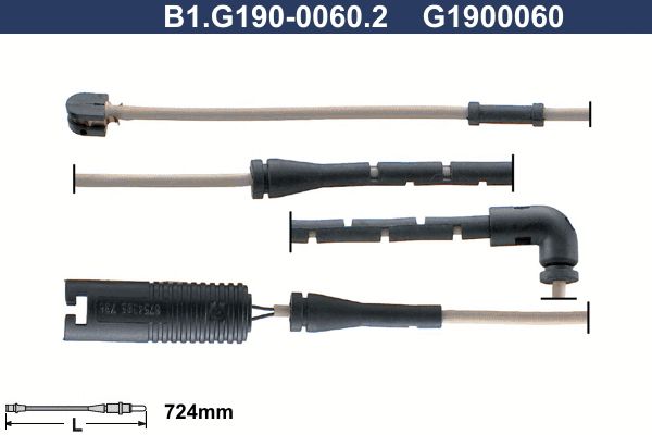 Styk ostrzegawczy, zużycie okładzin hamulcowych GALFER B1.G190-0060.2