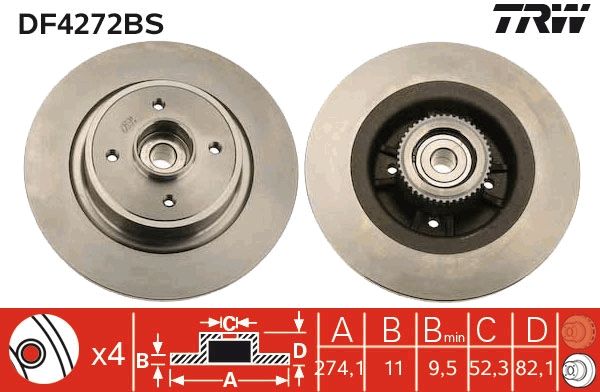 Brzdový kotouč TRW DF4272BS