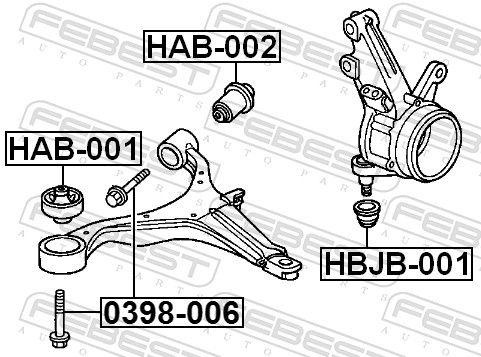Éléments de fixation du bras de commande de la chenille 90118-S5A-000