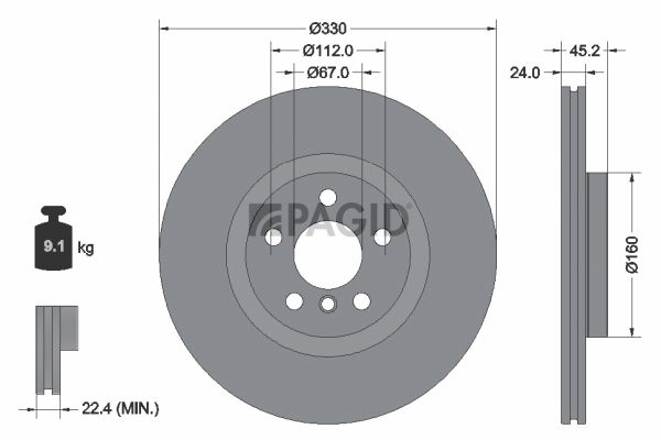 Tarcza hamulcowa PAGID 55744NHC