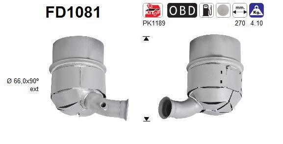 Filtr sadzy / filtr cząstek stałych, układ wydechowy AS FD1081