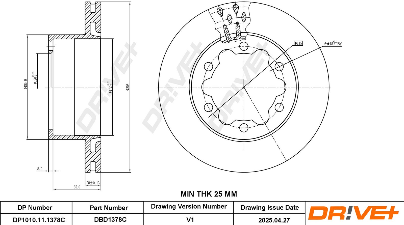 Tarcza hamulcowa DR!VE+ DBD1378C