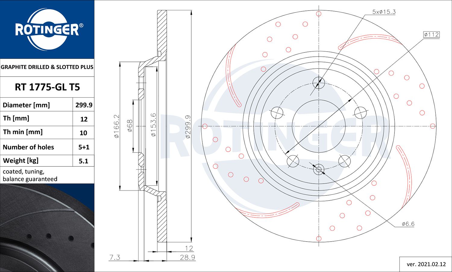 Disc frana ROTINGER RT 1775-GL T5