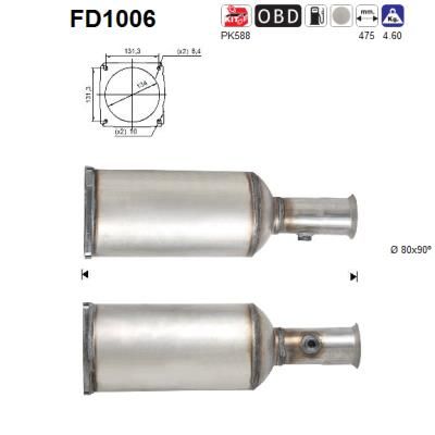 Filtr sadzy / filtr cząstek stałych, układ wydechowy AS FD1006