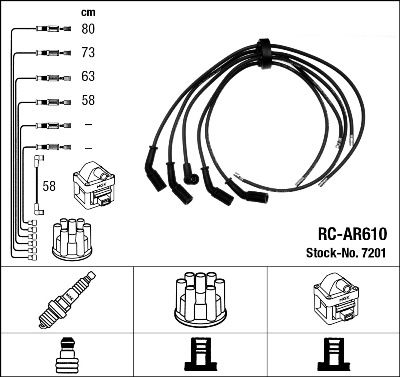 Set cablaj aprindere NGK 7201