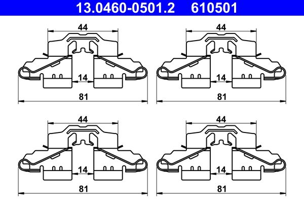 Set accesorii, placute frana ATE 13.0460-0501.2