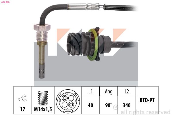 czujnik, temperatura spalin KW 422 366