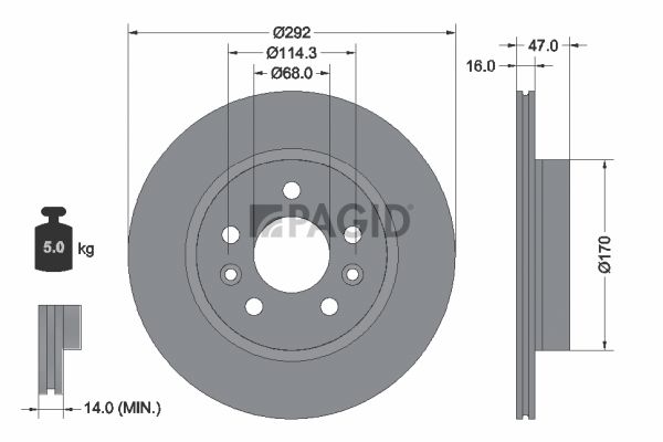 Tarcza hamulcowa PAGID 56529NC