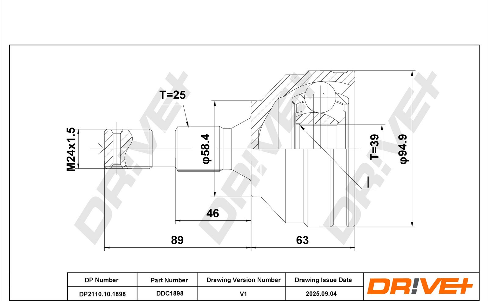 Шарнирный комплект, приводной вал
