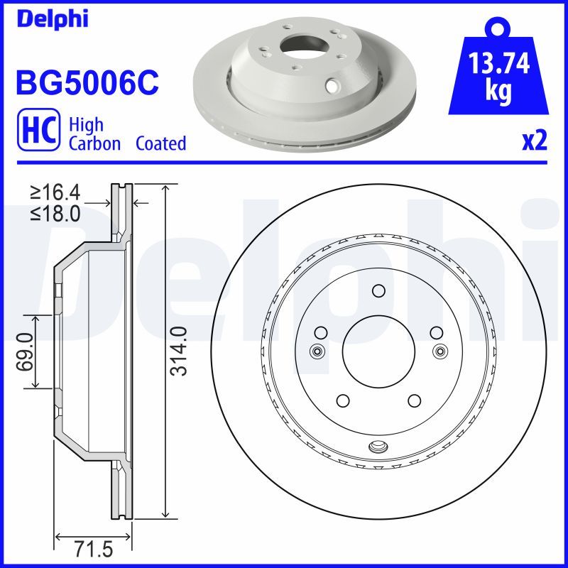 Brzdový kotouč DELPHI BG5006C