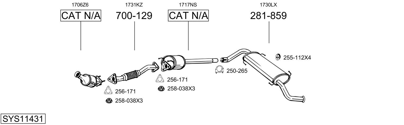 Układ wydechowy BOSAL SYS11431