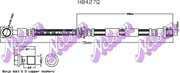 Przewód hamulcowy elastyczny KAWE H8427Q