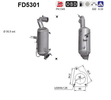 Filtr sadzy / filtr cząstek stałych, układ wydechowy AS 55506840