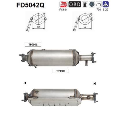 Filtr sadzy / filtr cząstek stałych, układ wydechowy AS 2899027260