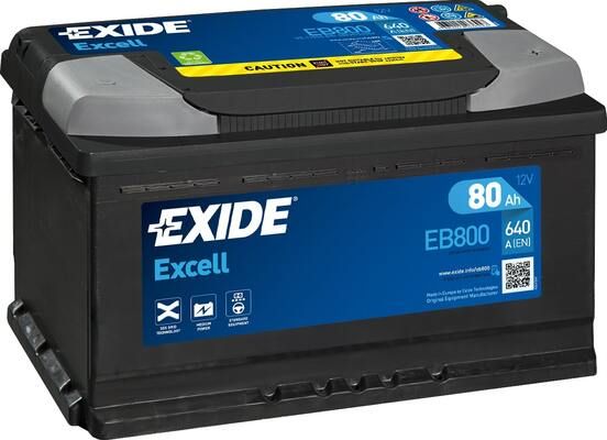 Autobaterie Exide Excell 12V, 80Ah, 640A, EB800