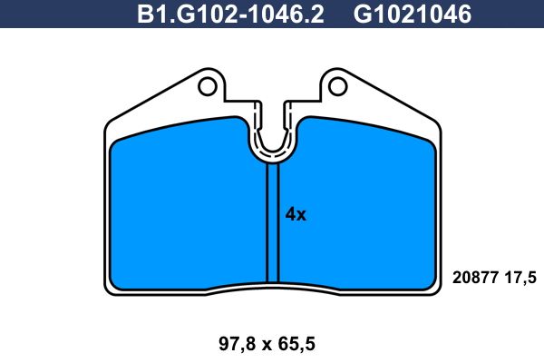 Zestaw klocków hamulcowych, hamulce tarczowe GALFER B1.G102-1046.2