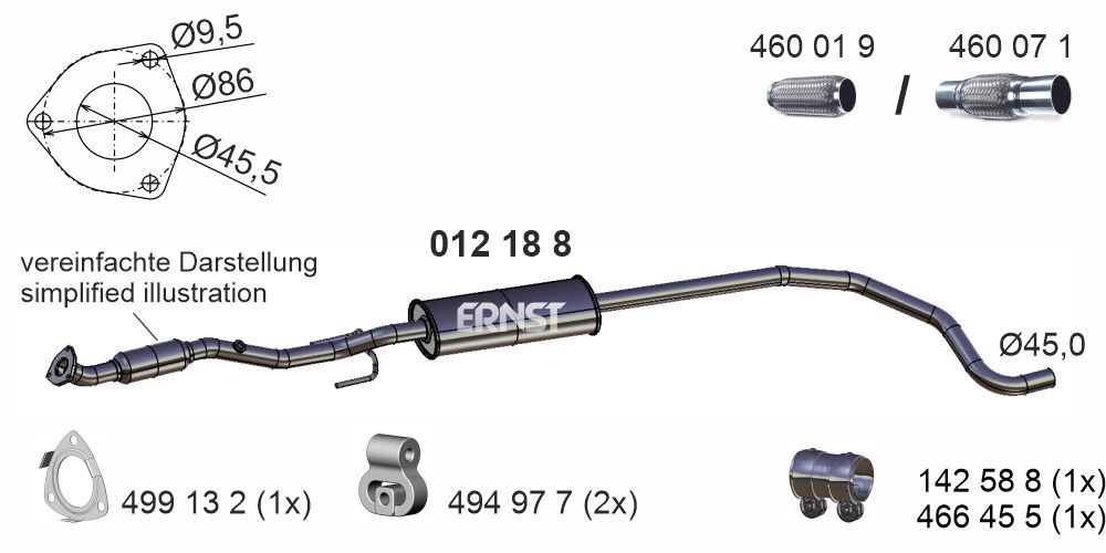 Levně Střední tlumič výfuku ERNST 012188
