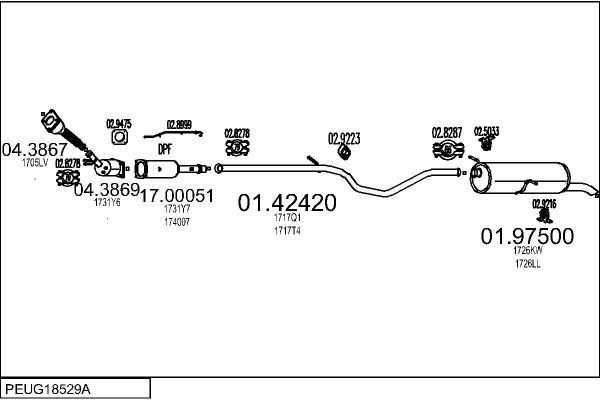 Układ wydechowy MTS PEUG18529A016615