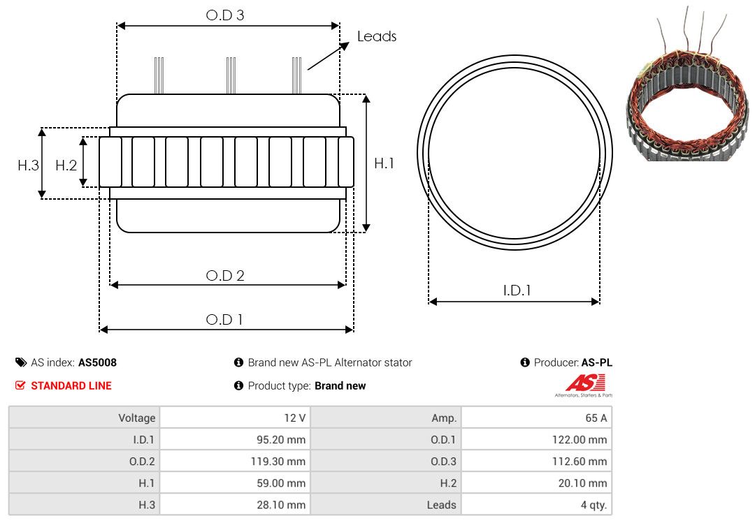Levně Stator, generátor AS-PL AS5008
