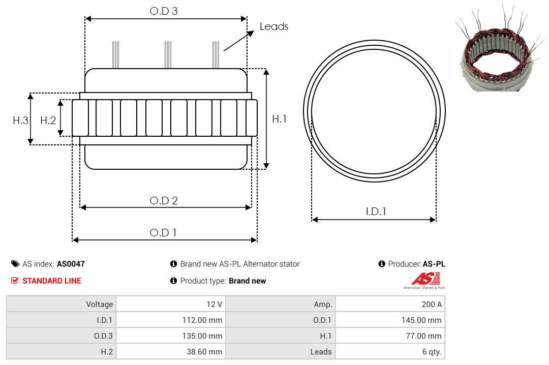 Levně Stator, generátor AS-PL AS0047