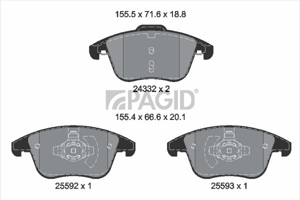 Zestaw klocków hamulcowych, hamulce tarczowe PAGID T2801N