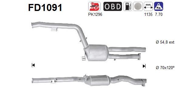 Filtr sadzy / filtr cząstek stałych, układ wydechowy AS FD1091